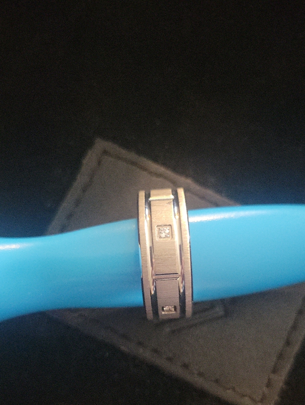 Contemporary Stainless Ring with CZ Size 10